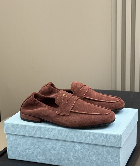 Prada Soft Vintage Leather Loafers with Elastic Heel