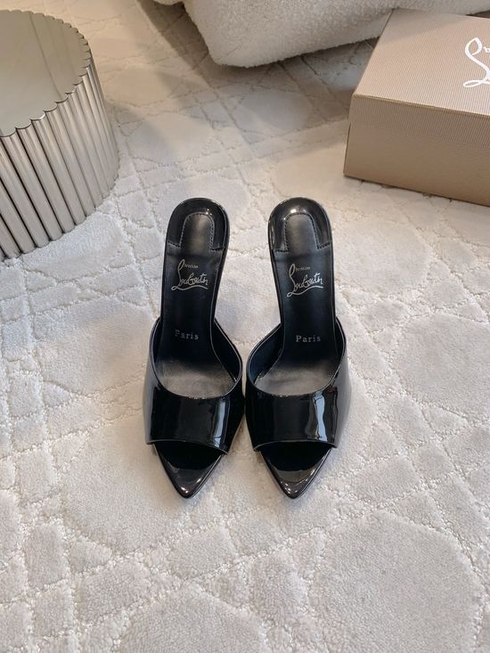 Christian Louboutine Classic Peep Toe High Heel Slides