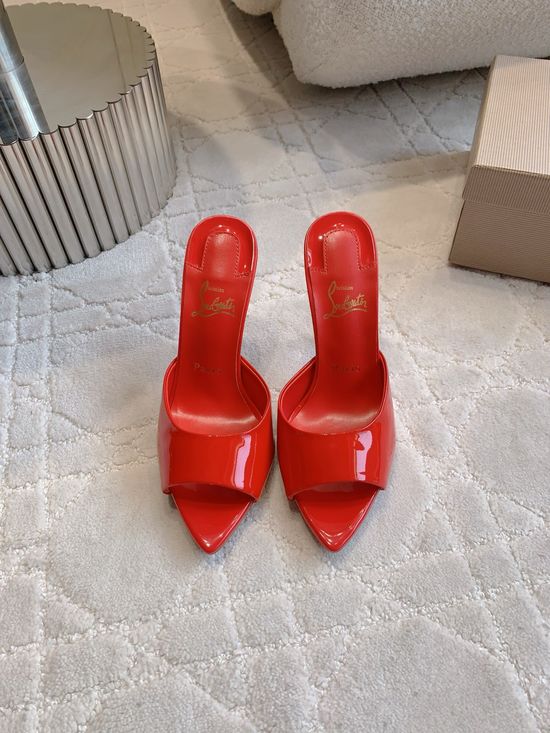 Christian Louboutine Classic Peep Toe High Heel Slides