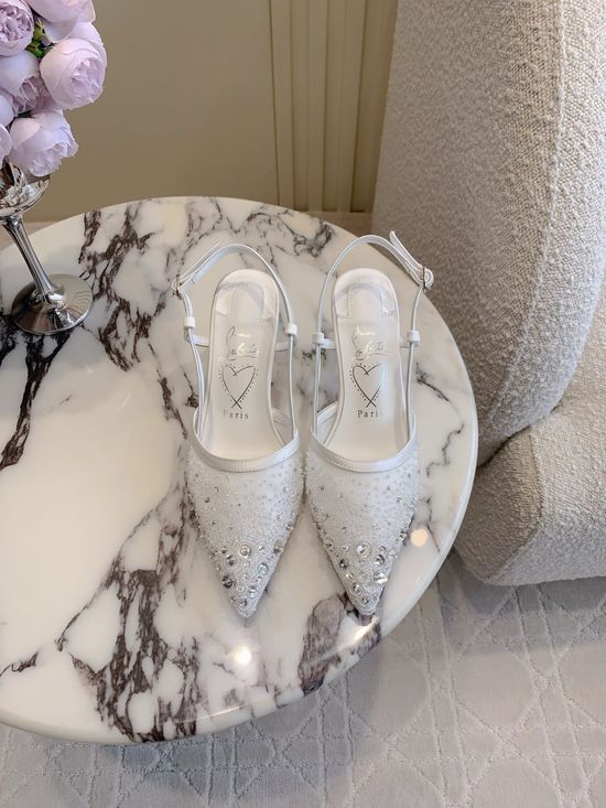 Christian Louboutine Rhinestone Embellished Mesh High Heel Dress Pumps