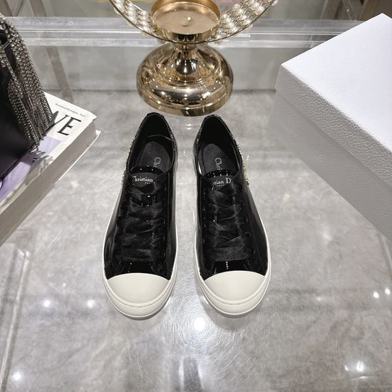 Christian Dior Satin Casual Sneakers with Metallic Logo and Rubber Sole