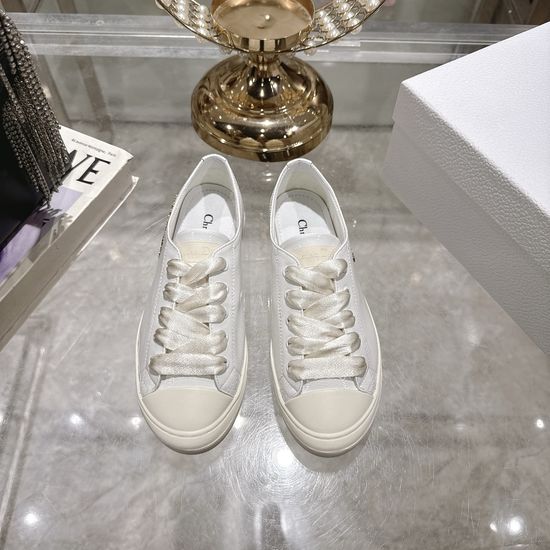 Christian Dior Satin Casual Sneakers with Metallic Logo and Rubber Sole