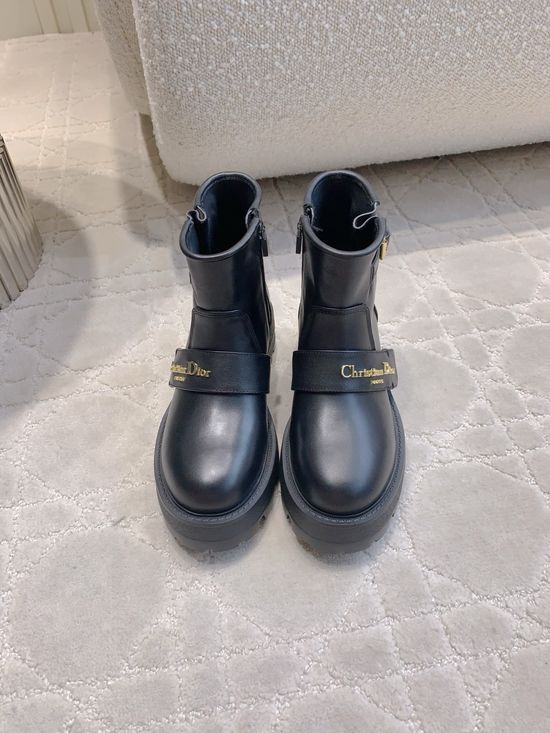 Christian Dior Calfskin Platform Boots Slim Leg Comfortable Design