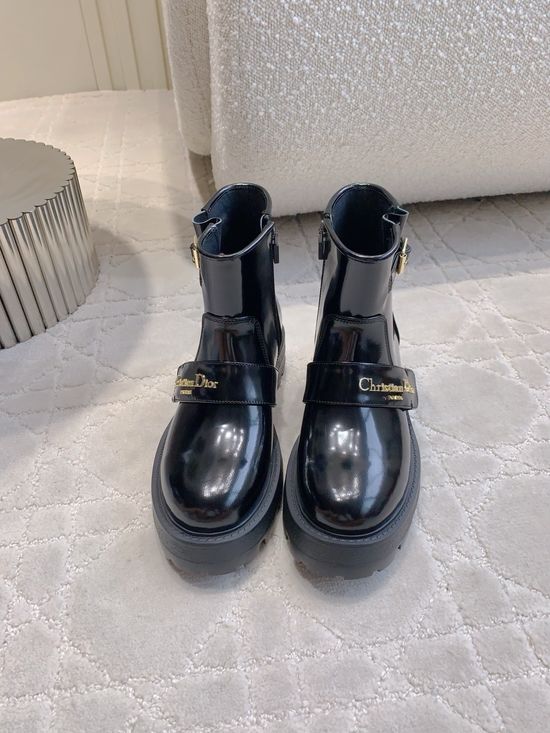 Christian Dior Calfskin Platform Boots Slim Leg Comfortable Design