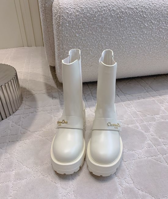 Christian Dior CD Slimming Platform Ankle Boots Cowhide Upper Lined