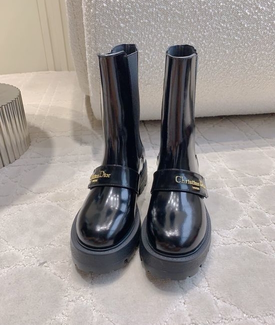 Christian Dior CD Slimming Platform Ankle Boots Cowhide Upper Lined