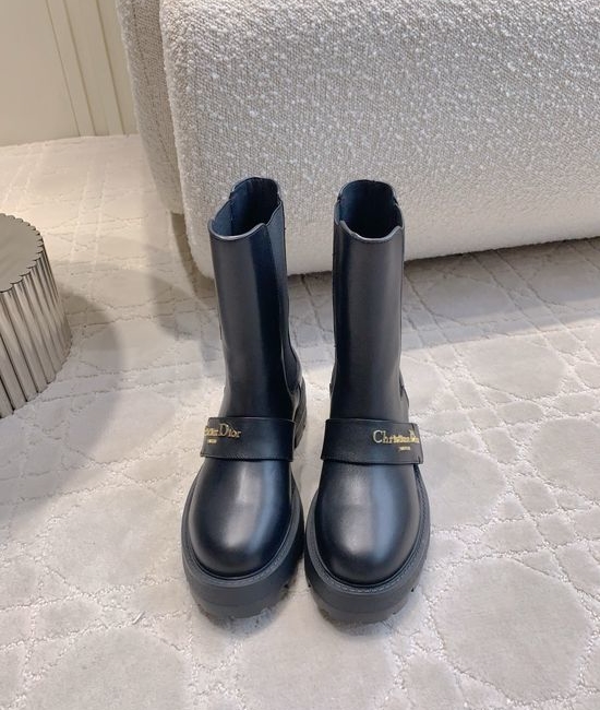 Christian Dior CD Slimming Platform Ankle Boots Cowhide Upper Lined