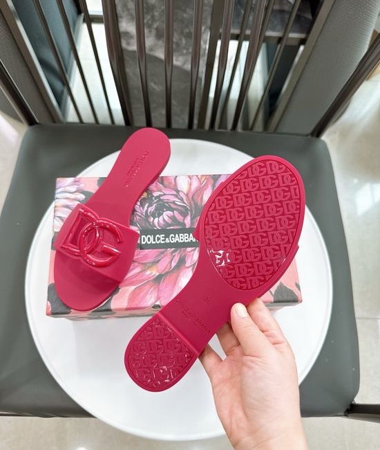 Dolce & Gabbana Glossy TPU 3D Logo Flat Slippers Premium Quality