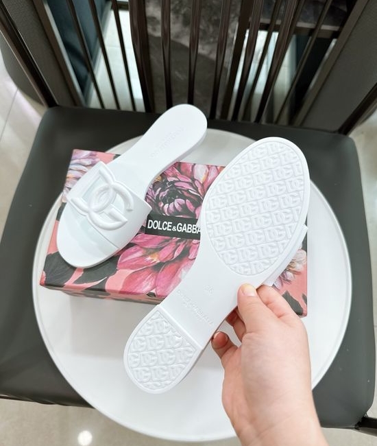 Dolce & Gabbana Glossy TPU 3D Logo Flat Slippers Premium Quality