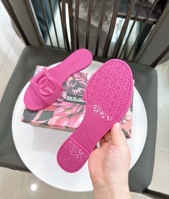 Dolce & Gabbana Glossy TPU 3D Logo Flat Slippers Premium Quality