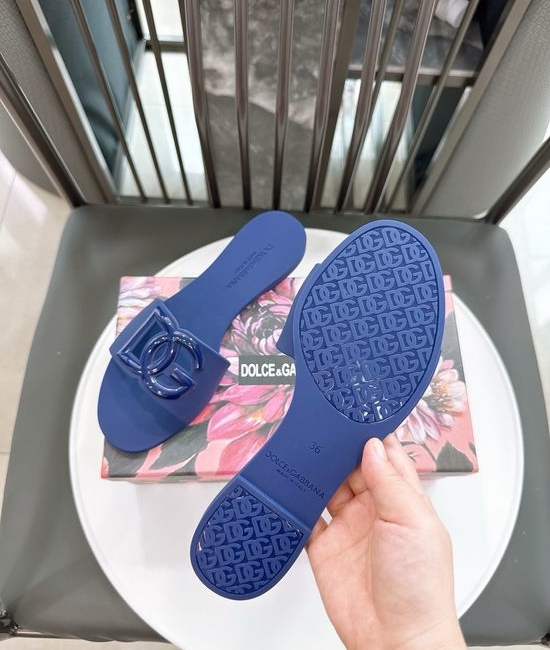 Dolce & Gabbana Glossy TPU 3D Logo Flat Slippers Premium Quality