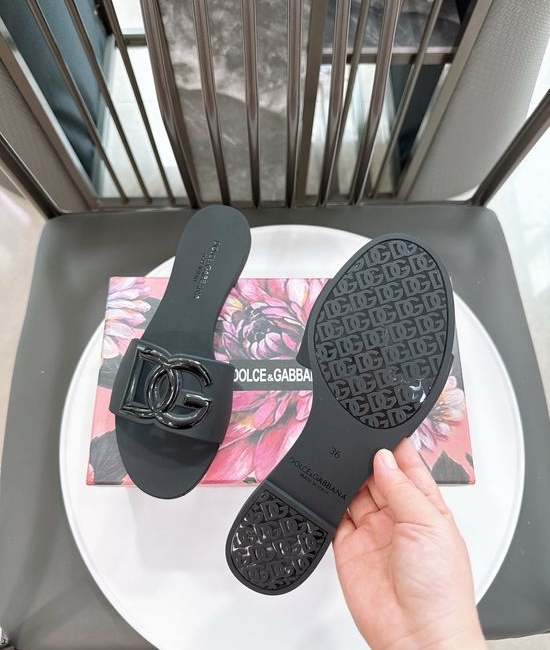 Dolce & Gabbana Glossy TPU 3D Logo Flat Slippers Premium Quality
