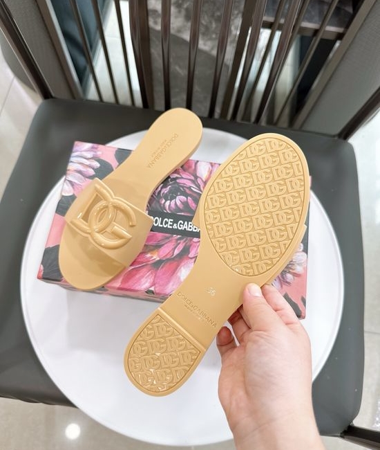 Dolce & Gabbana Glossy TPU 3D Logo Flat Slippers Premium Quality