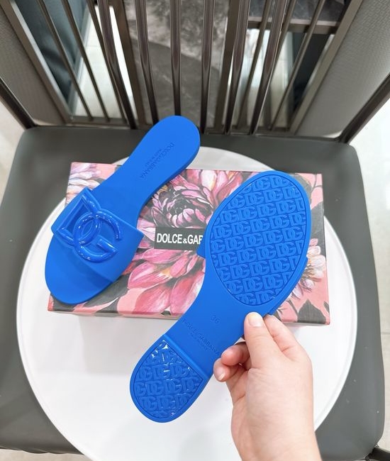 Dolce & Gabbana Glossy TPU 3D Logo Flat Slippers Premium Quality