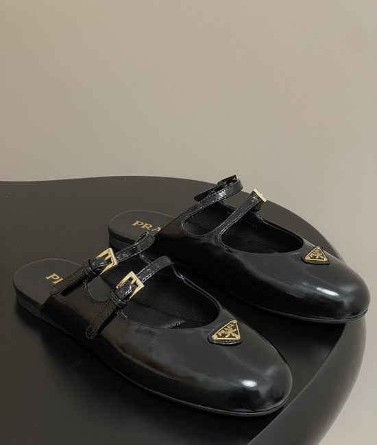 Prada Patent Leather Mary Jane Ballet Flats with Buckle