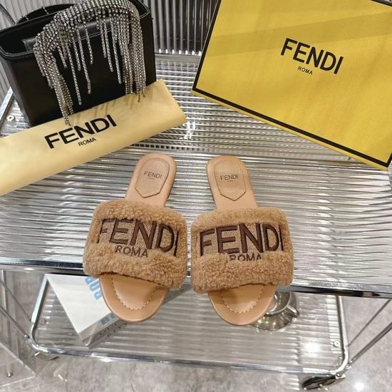 Fendi Soft Plush Open Toe Warm Home Slippers