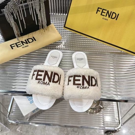 Fendi Soft Plush Open Toe Warm Home Slippers