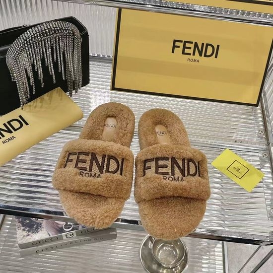 Fendi Embroidered Plush Non Slip Casual Slides