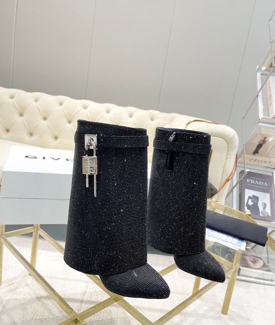 Givenchy Premium Rhinestone Buckle Ankle Boots Genuine Leather