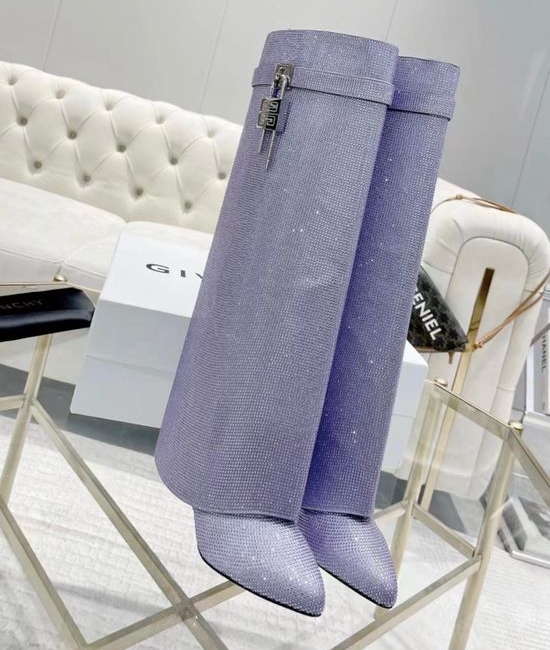 Givenchy Rhinestone Embellished Leather Calf High Boots