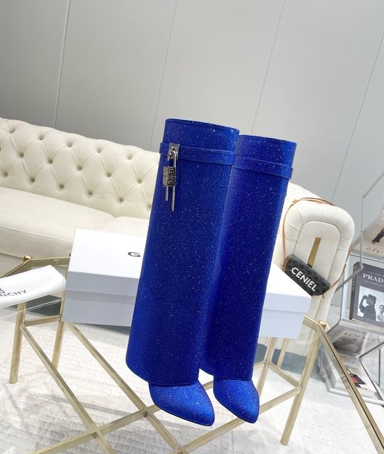 Givenchy Rhinestone Embellished Leather Calf High Boots