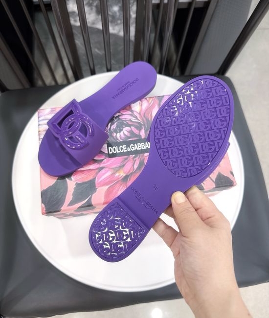 Dolce & Gabbana Glossy TPU 3D Logo Flat Slippers Premium Quality