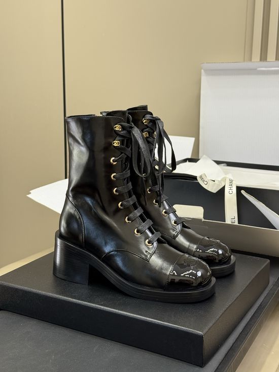 Chanel Genuine Leather Motorcycle Boots With Comfortable Sole
