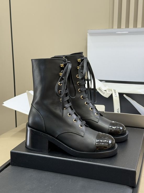 Chanel Genuine Leather Motorcycle Boots With Comfortable Sole