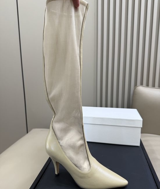 The Row Mesh Knee High High Heel Boots With Structured Design