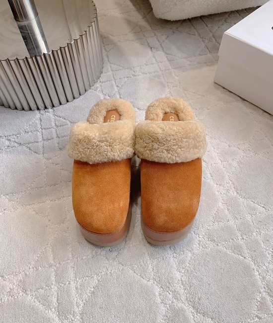 Celine Wool Fluffy Thick Sole Slippers Soft Comfortable