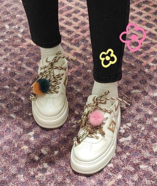 Fendi Lace-up Platform Sneakers With Removable Fur Charms Height Increasing