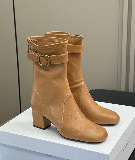 Miu Miu Knee-high Slim Fit Leather Boots with Buckle