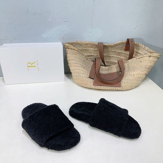 The Row Soft Plush Lined Open Back Flat Comfortable Slippers