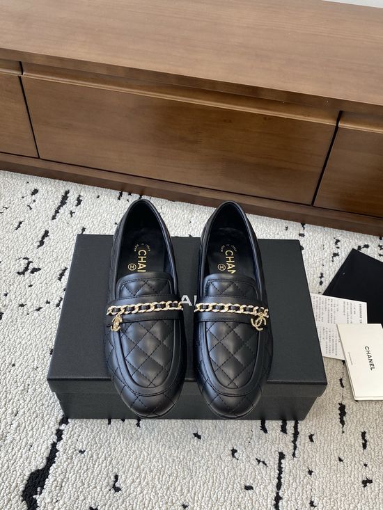Chanel Vintage Pointed Toe Leather Flats Comfortable Non-slip Sole