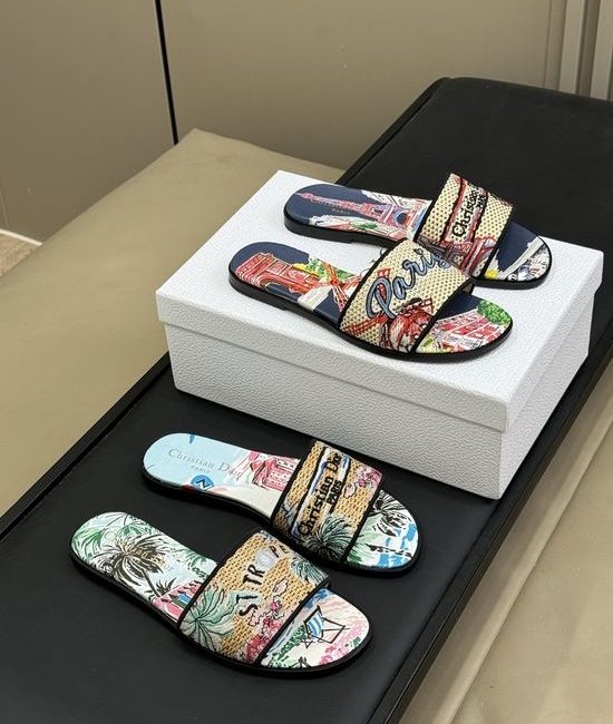 Christian Dior CD Elegant Embroidered Slides with Premium Leather Sole