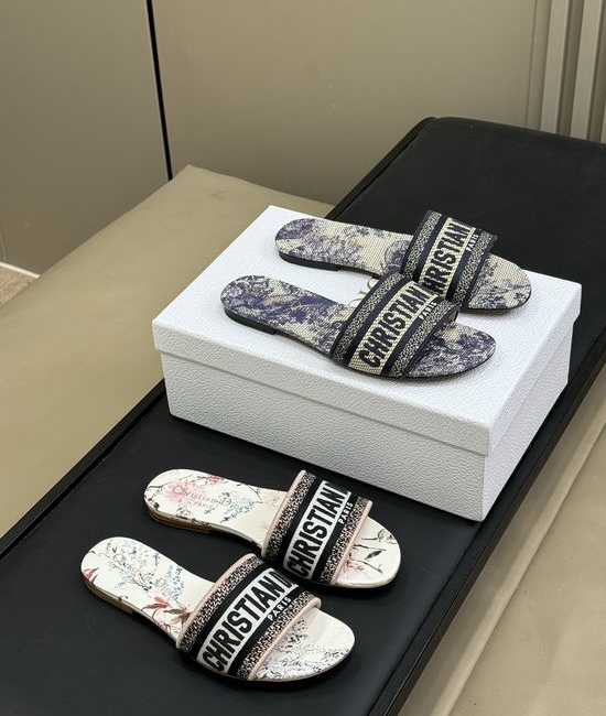 Christian Dior CD Elegant Embroidered Slides with Premium Leather Sole
