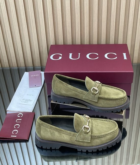 Gucci Suede Horsebit Loafers Classic Comfortable Low Heel Shoes