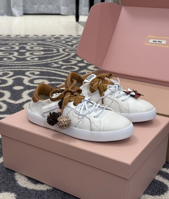 Miu Miu Cute Low Top Sneakers with Decorative Charm Details