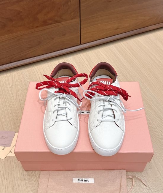 Miu Miu Genuine Leather Upper Soft Lined Casual White Shoes