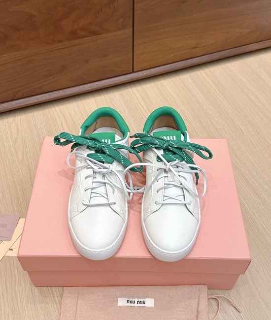 Miu Miu Genuine Leather Upper Soft Lined Casual White Shoes