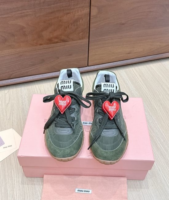 Miu Miu Suede Fabric Thick Sole Comfortable Casual Sneakers