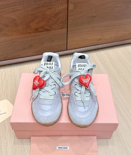 Miu Miu Suede Fabric Thick Sole Comfortable Casual Sneakers
