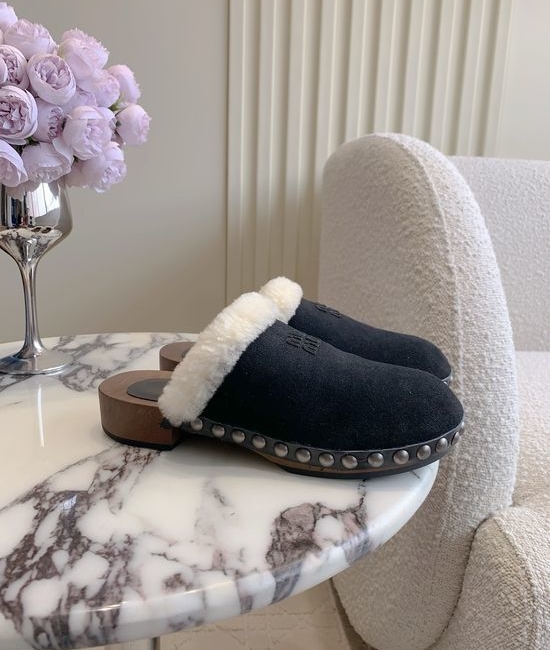 Miu Miu Chic Suede Wool Slippers with Elegant Design