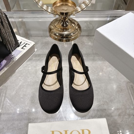 Christian Dior CD Satin Bow Flat Ballet Shoes Soft Sheepskin Lined