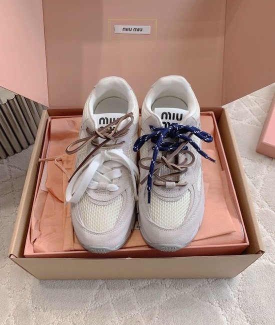 Miu Miu Vintage Distressed Dad Shoes with Thick Soles
