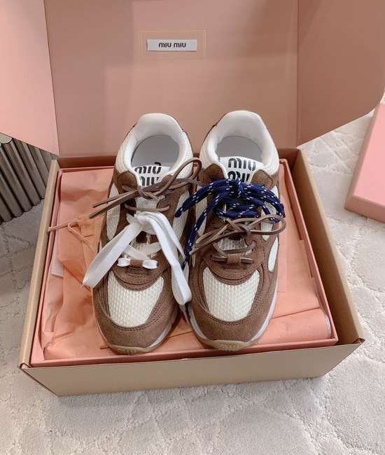 Miu Miu Vintage Distressed Dad Shoes with Thick Soles