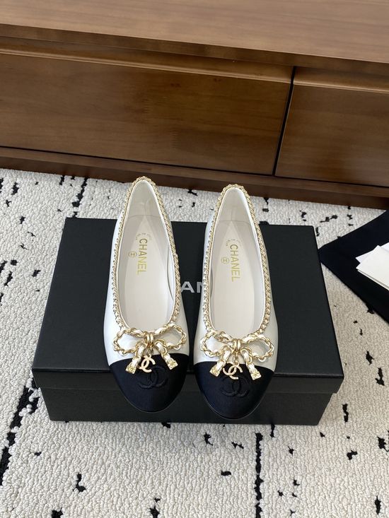 Chanel Classic Mary Jane Flats with Metal Chain Detail