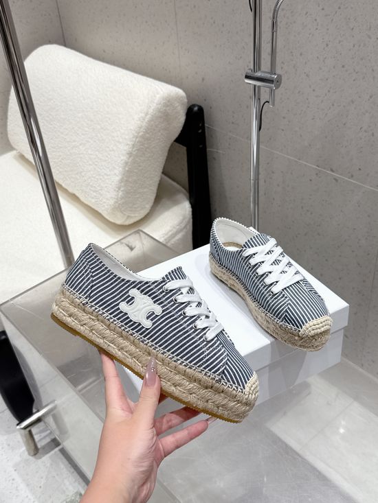 Celine Premium Espadrille Platform Canvas Casual Comfort Shoes