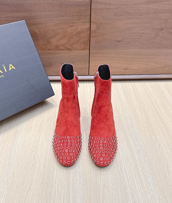 Alaia Rhinestone Chunky Heel Ankle Boots Stable Wear
