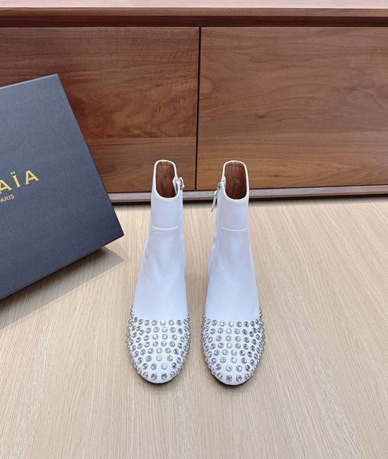 Alaia Rhinestone Chunky Heel Ankle Boots Stable Wear